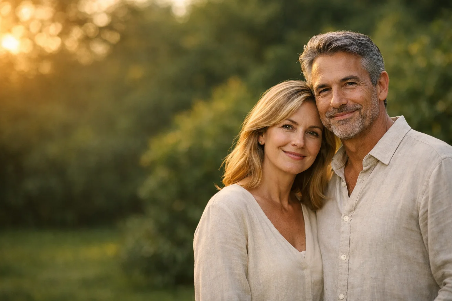 Healthy couple enjoying an active lifestyle at sunset